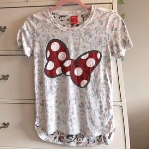 HP✨Disney Minnie and Mickey Glitter Bow Short Sleeve Tee/T-Shirt Size:XL(14-16)